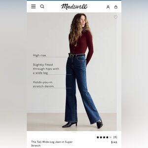 Madewell Dark Blue High-Rise Wide-Leg Jeans